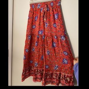 Bohemian Floral Midi Skirt